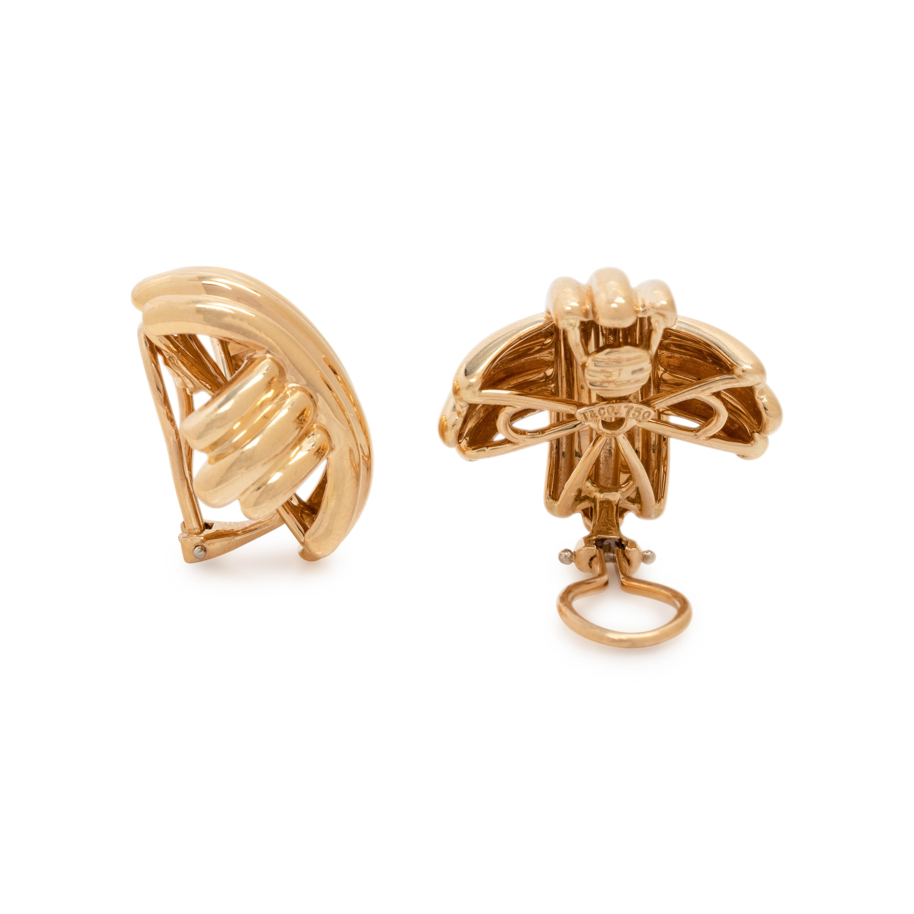 TIFFANY & CO., YELLOW GOLD 'X' EARCLIPS