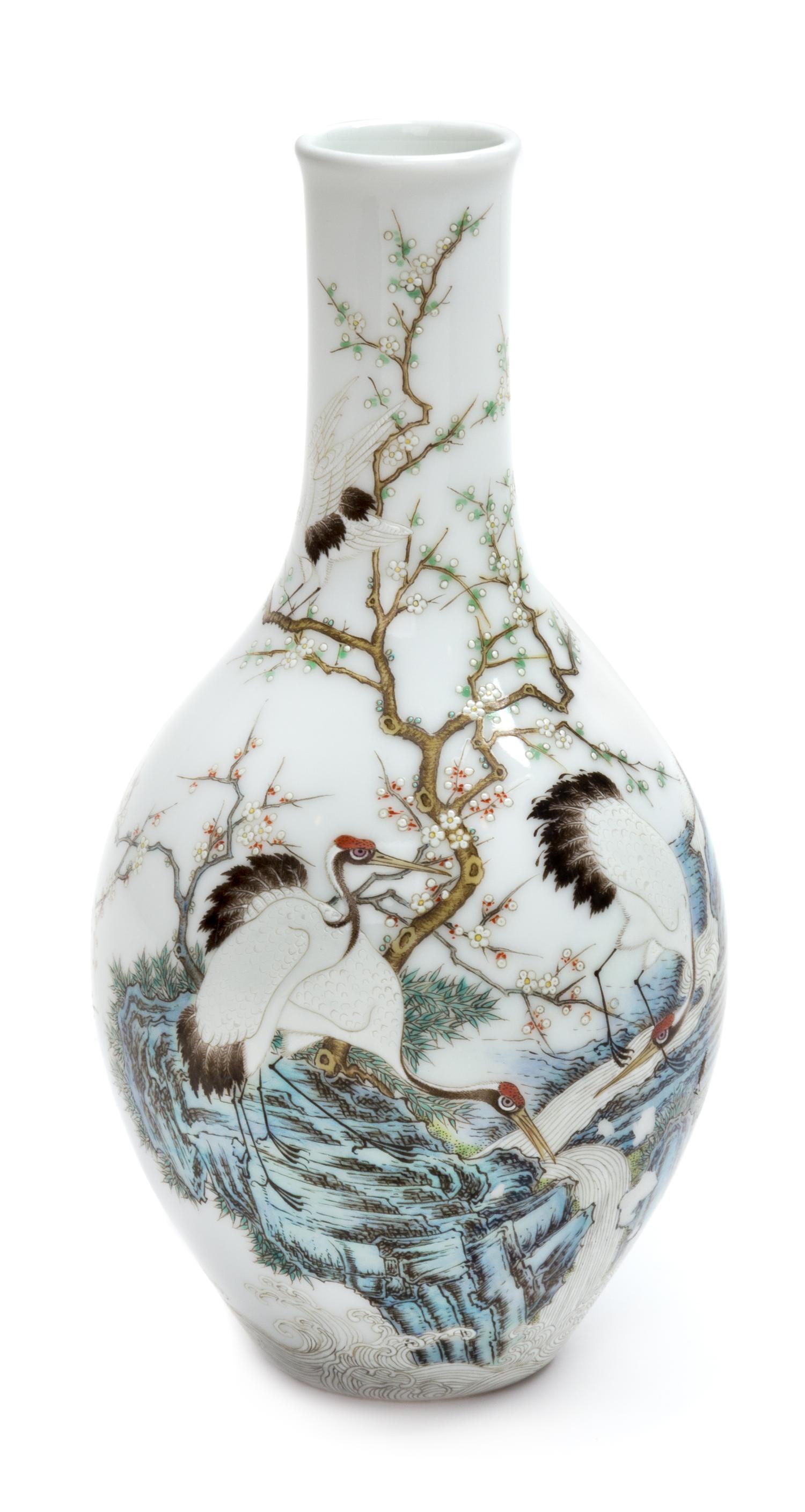 A Falangcai Enamel Porcelain Vase Height 8 1/4 inches.