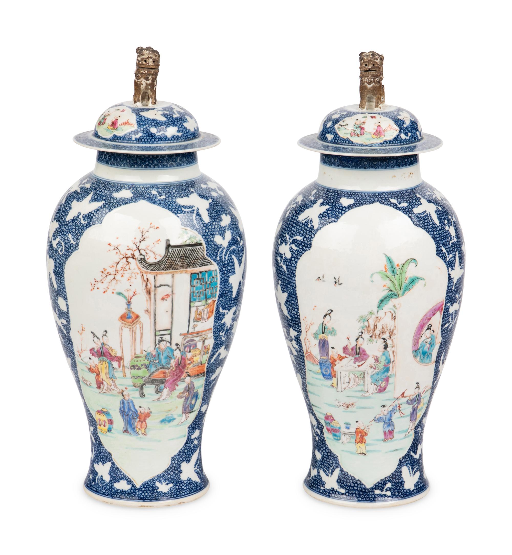 A Pair of Chinese Export Porcelain Vases