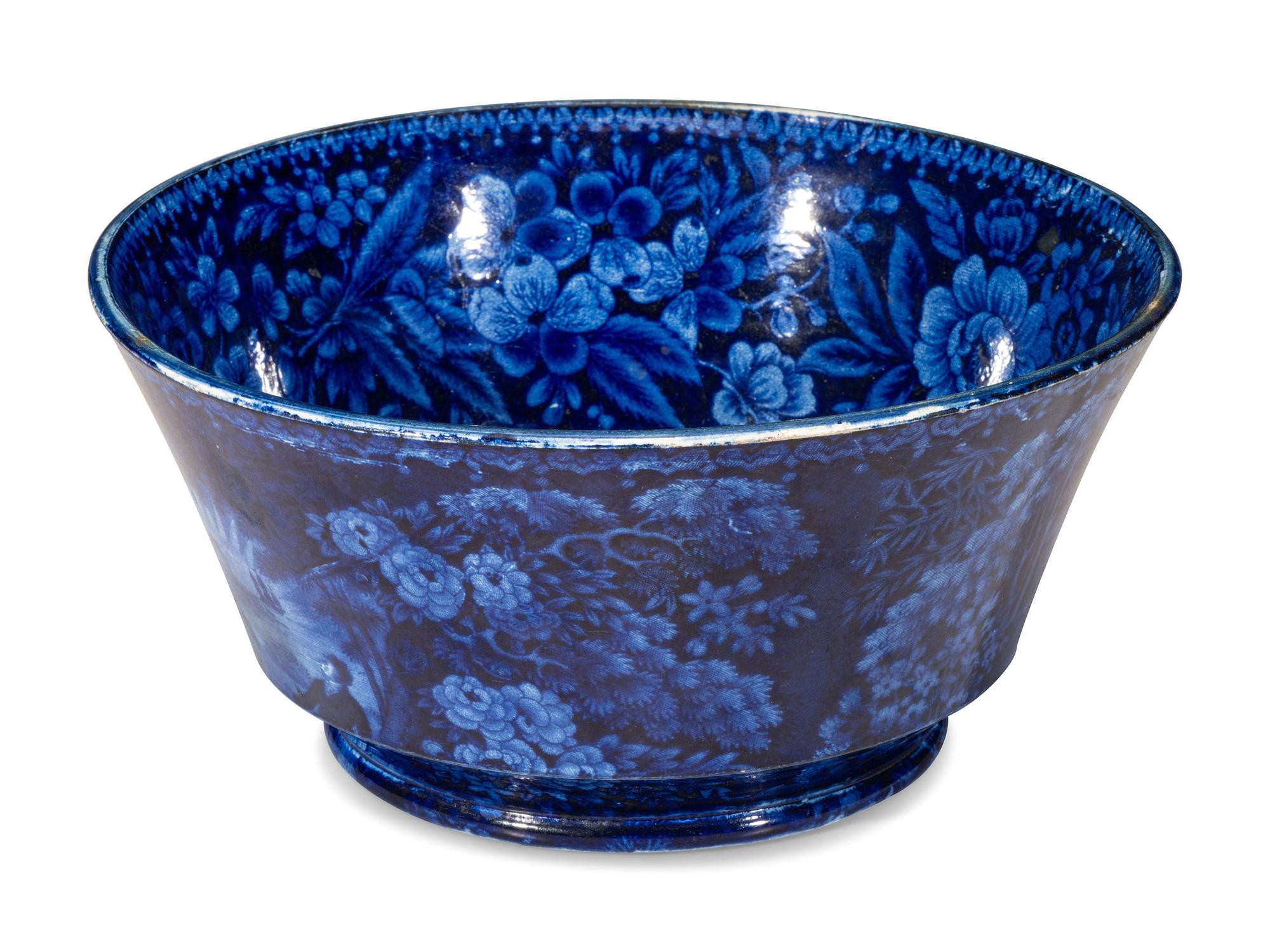 A Staffordshire Blue 'Franklin's Tomb' Bowl