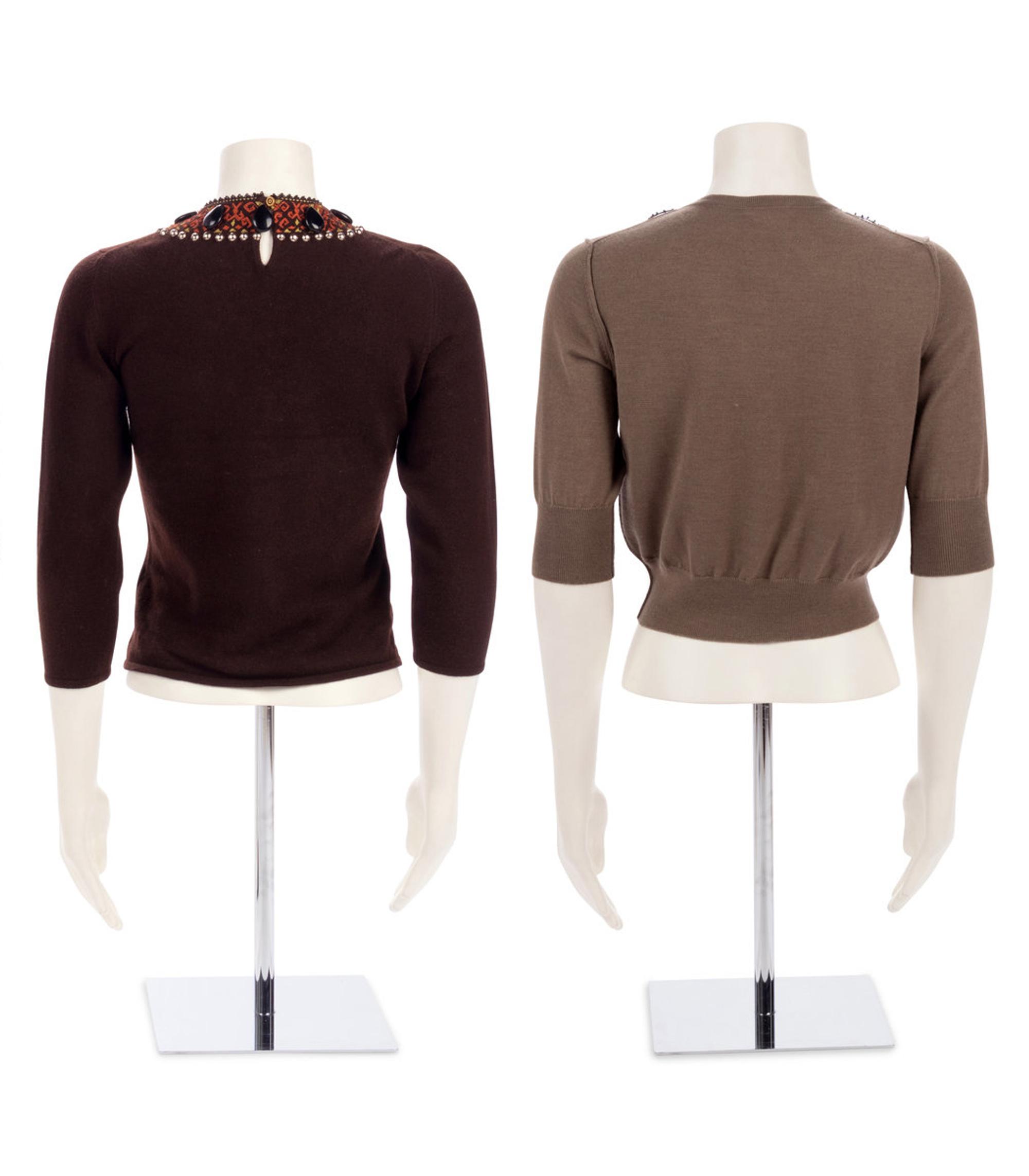 Five Oscar de la Renta Embellished Neckline Sweaters, ca.2009