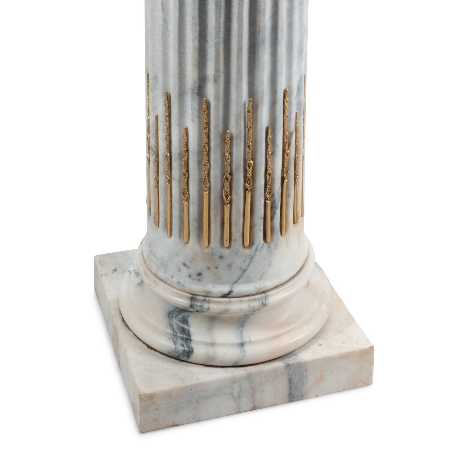 A Pair of Louis XVI Style Gilt Bronze Mounted Marble Pedestals