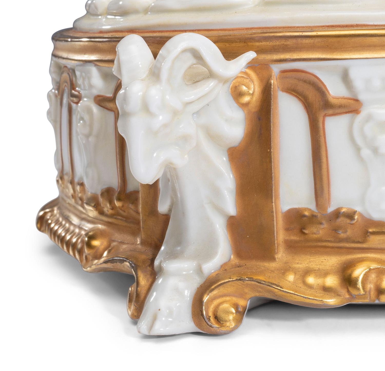 A Capodimonte Five-Piece Parcel Gilt Porcelain Surtout de Table