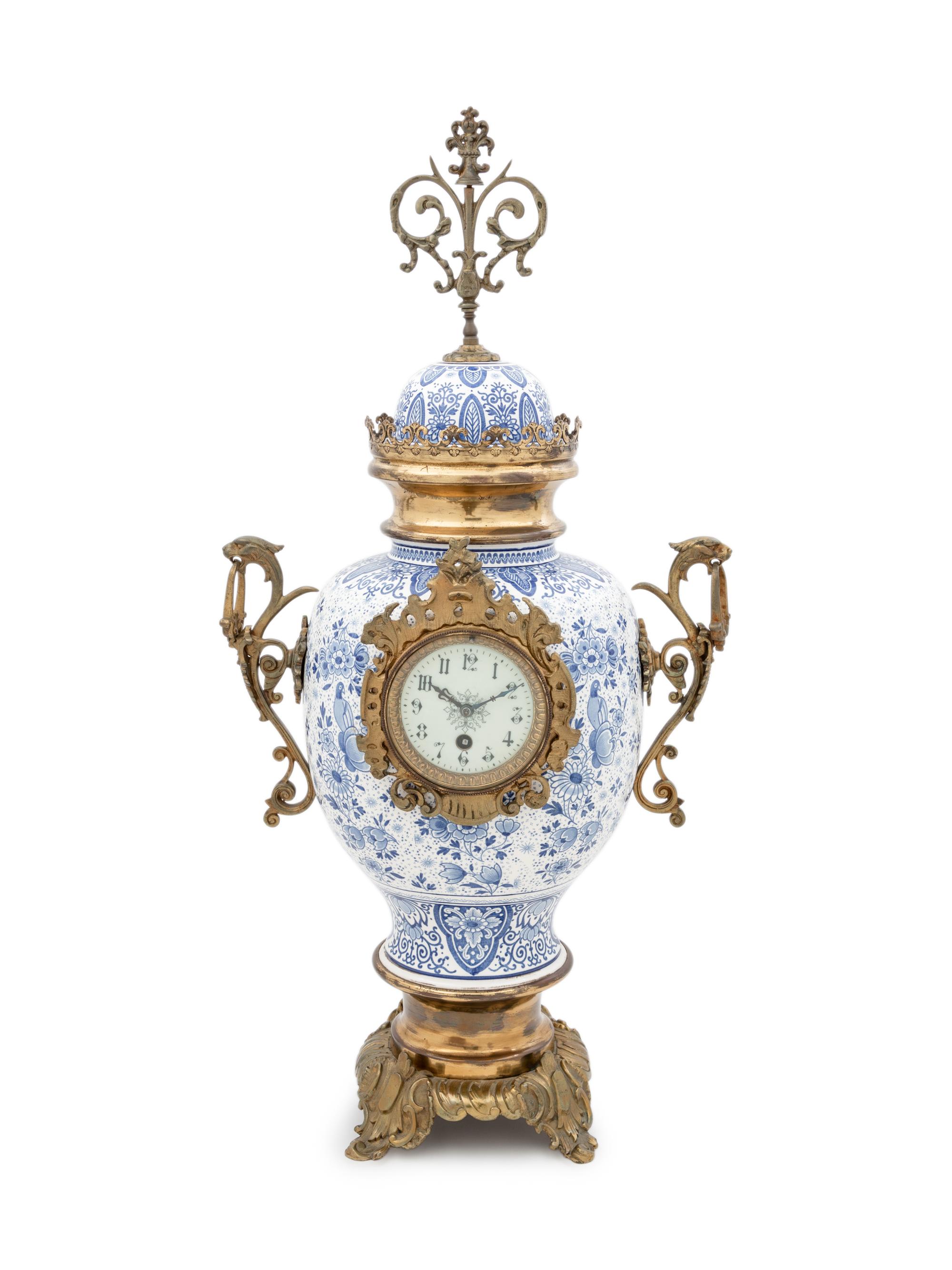 A Delft Pottery Jar Mounted as a Clock