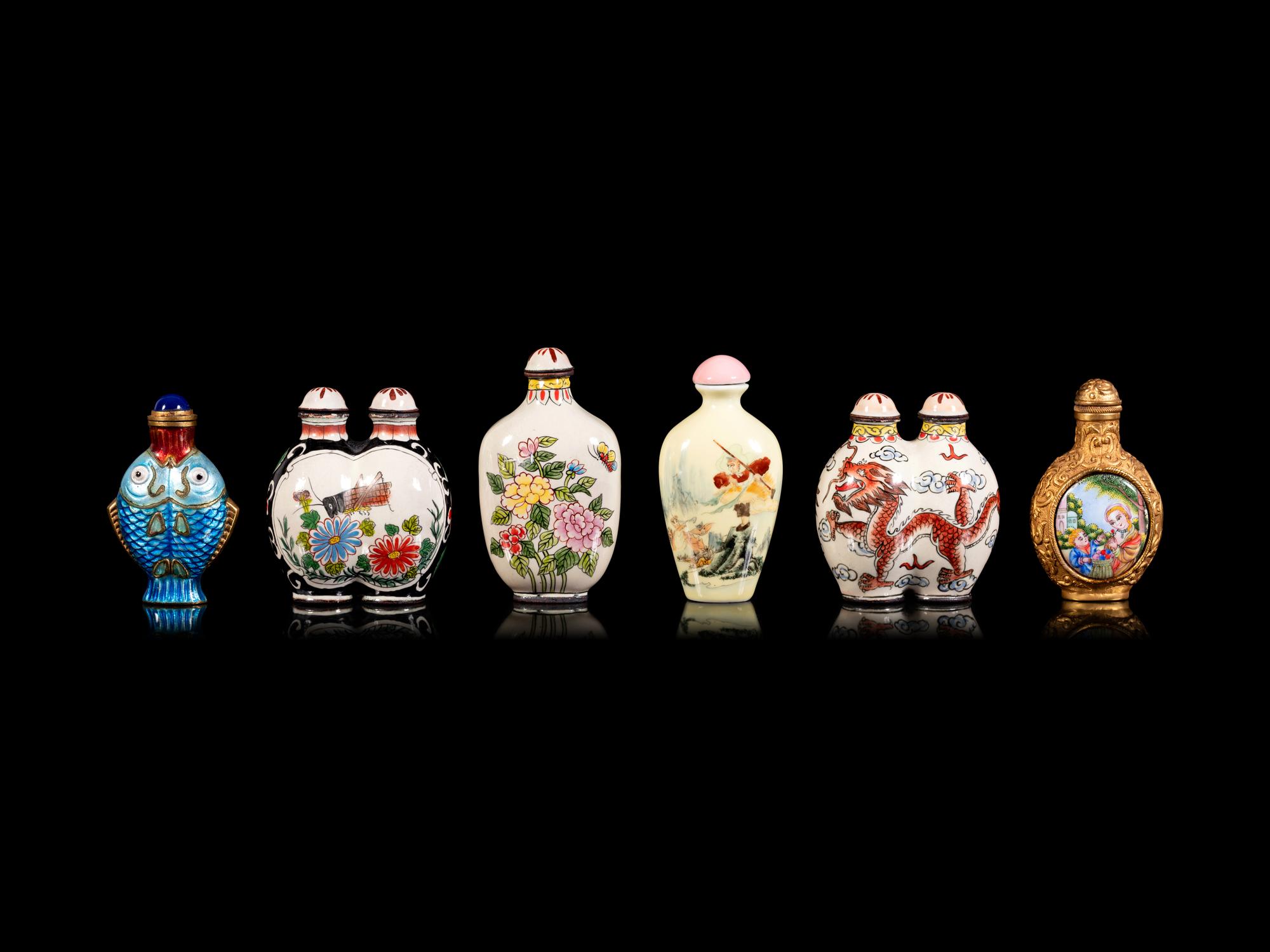 Six Chinese Metal and Metal Snuff Bottles