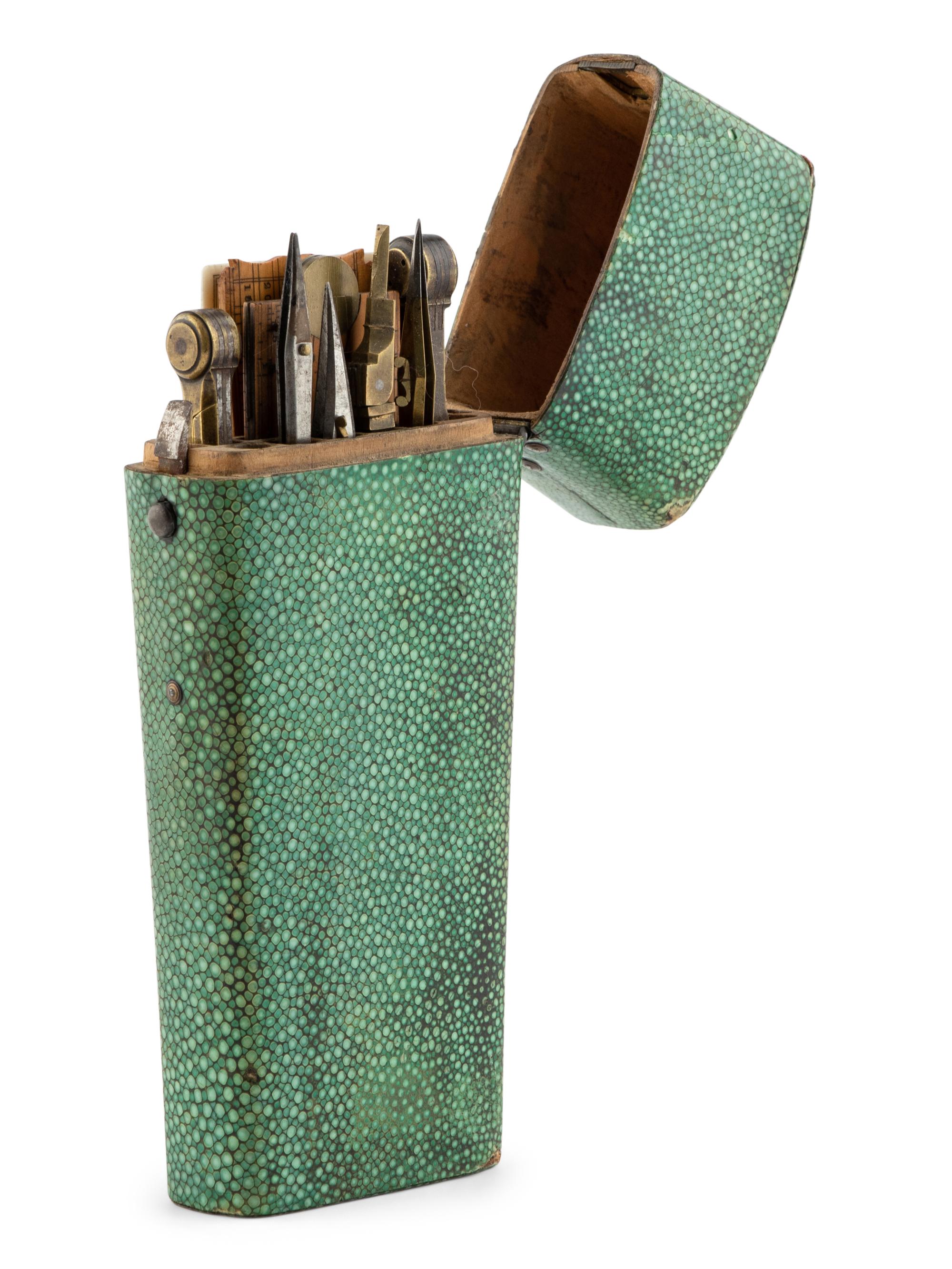 An English Shagreen Cased Drawing Instrument Set