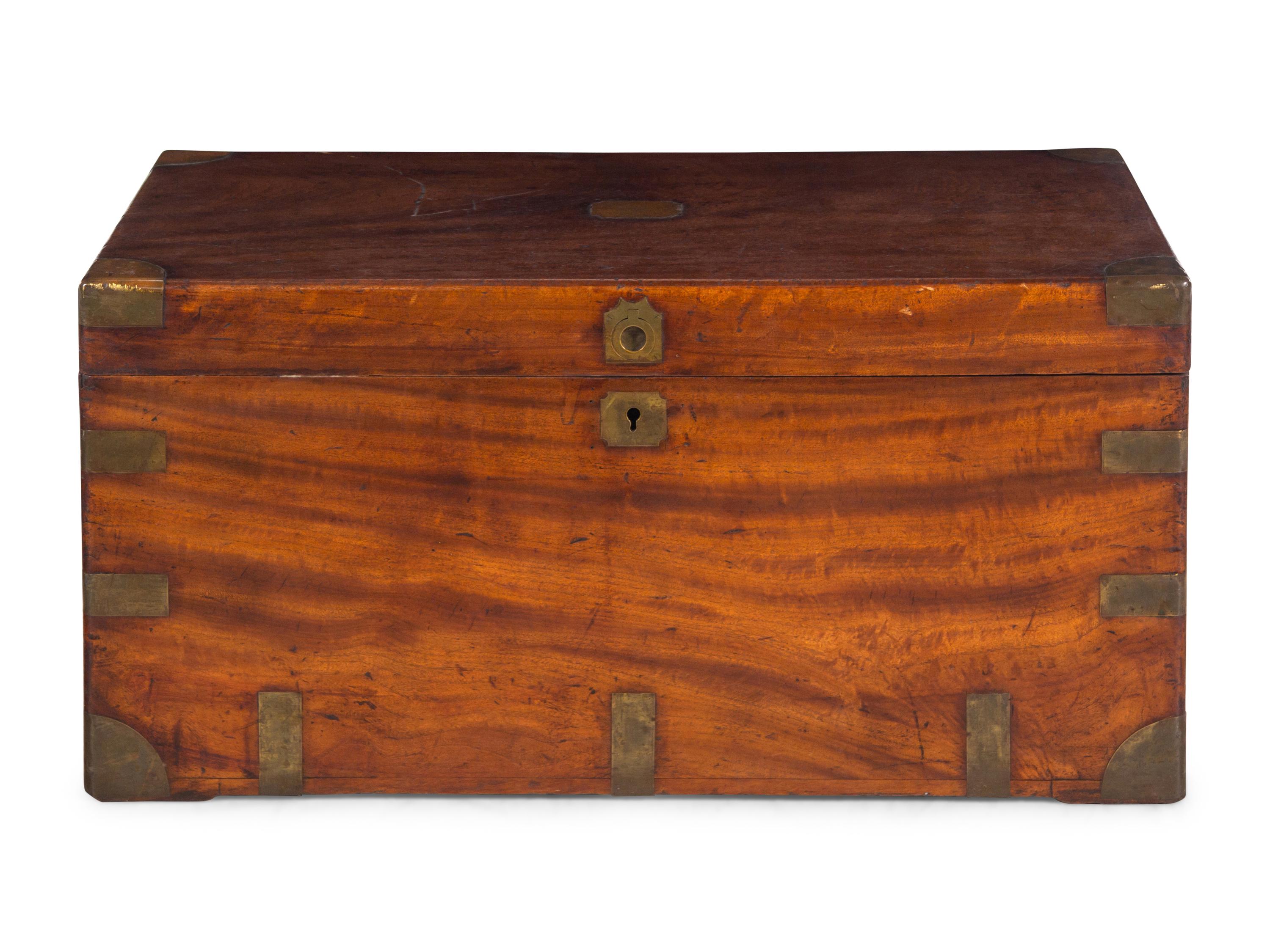 An English Brass Mounted Walnut Campaign Trunk