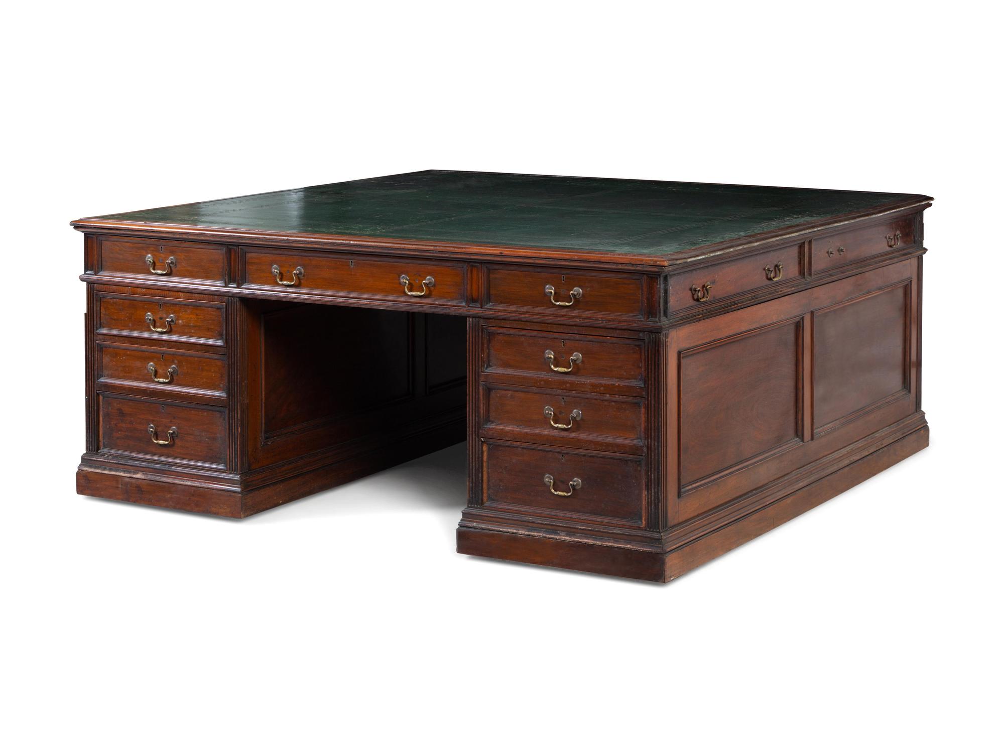 An Oversized Regency Mahogany Partners Desk
