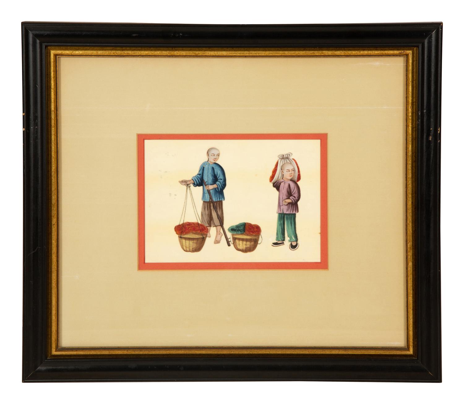 Three Chinese Pith Paintings of Occupations