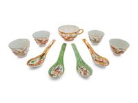 A Large Partial Set of Chinese Rose Medallion Porcelain Tea Service