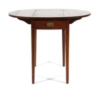 Two Mahogany Pembroke Tables Height of larger 28 x width 35 1/2 (leaves up) x depth 28 inches. — 20TH CENTURY