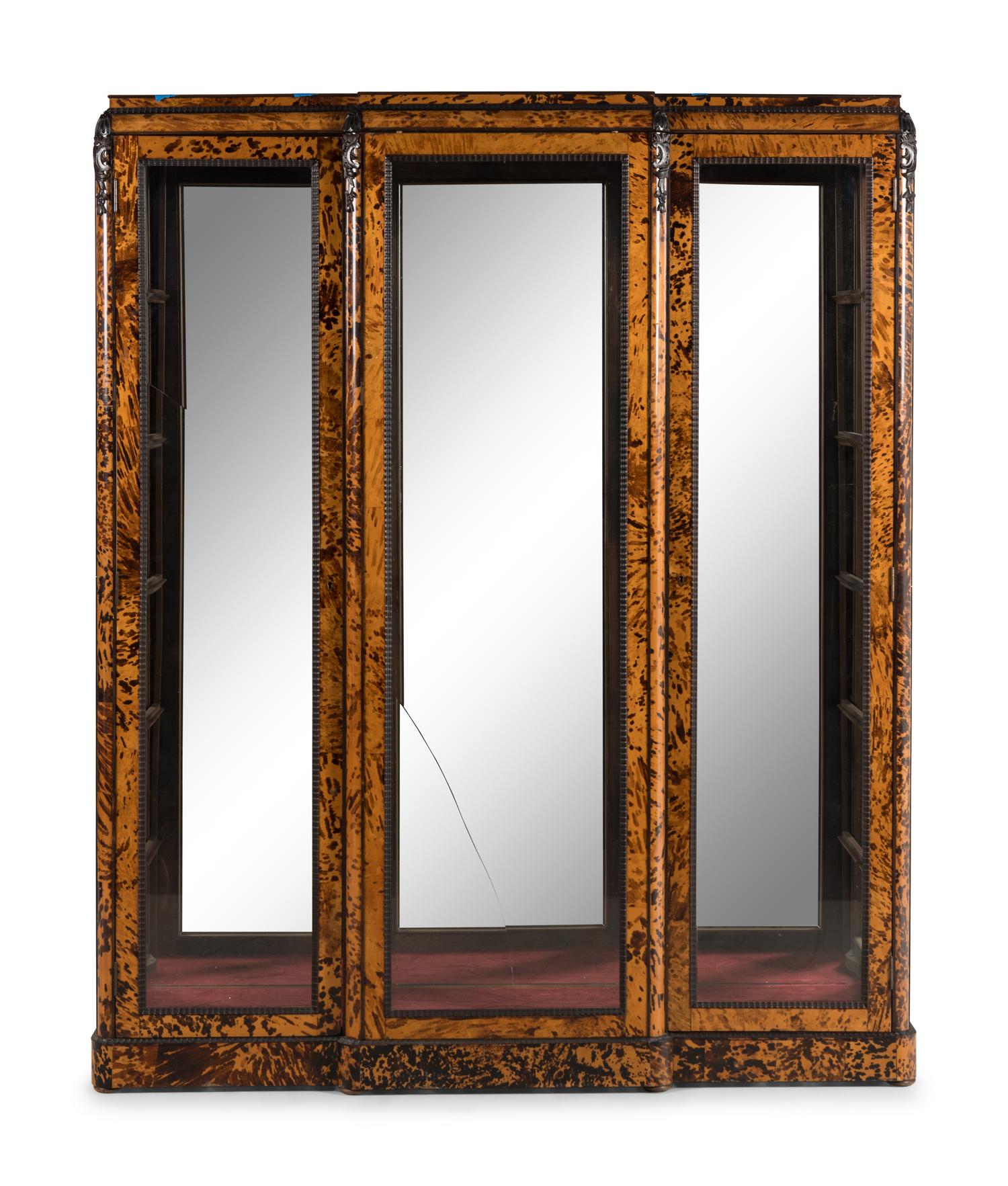 A French Faux Tortoiseshell Vitrine Cabinet