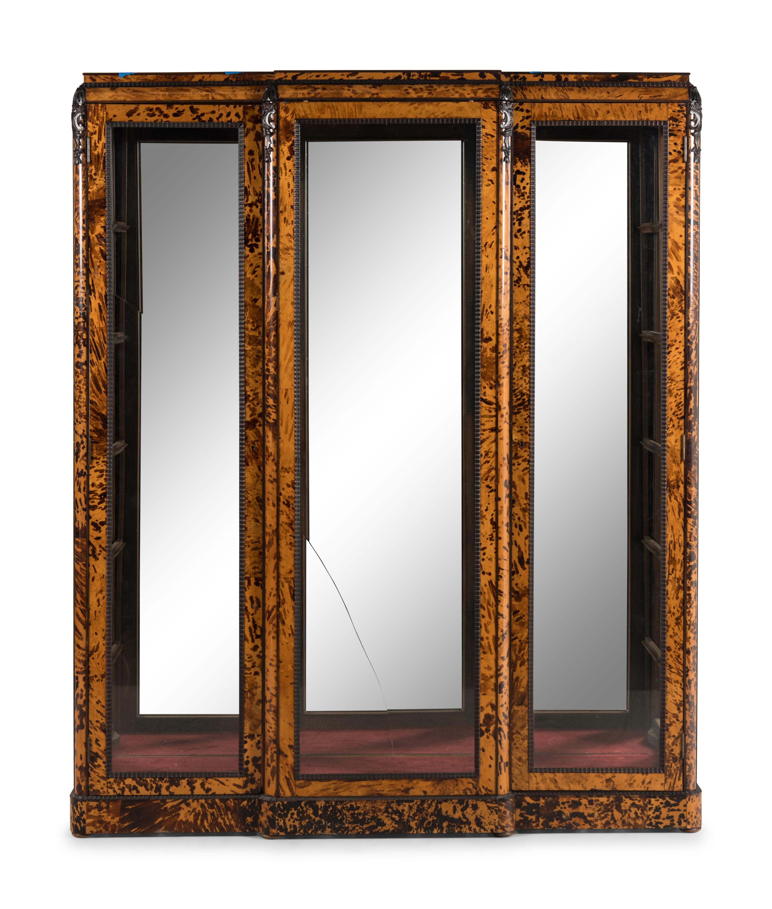 A French Faux Tortoiseshell Vitrine Cabinet