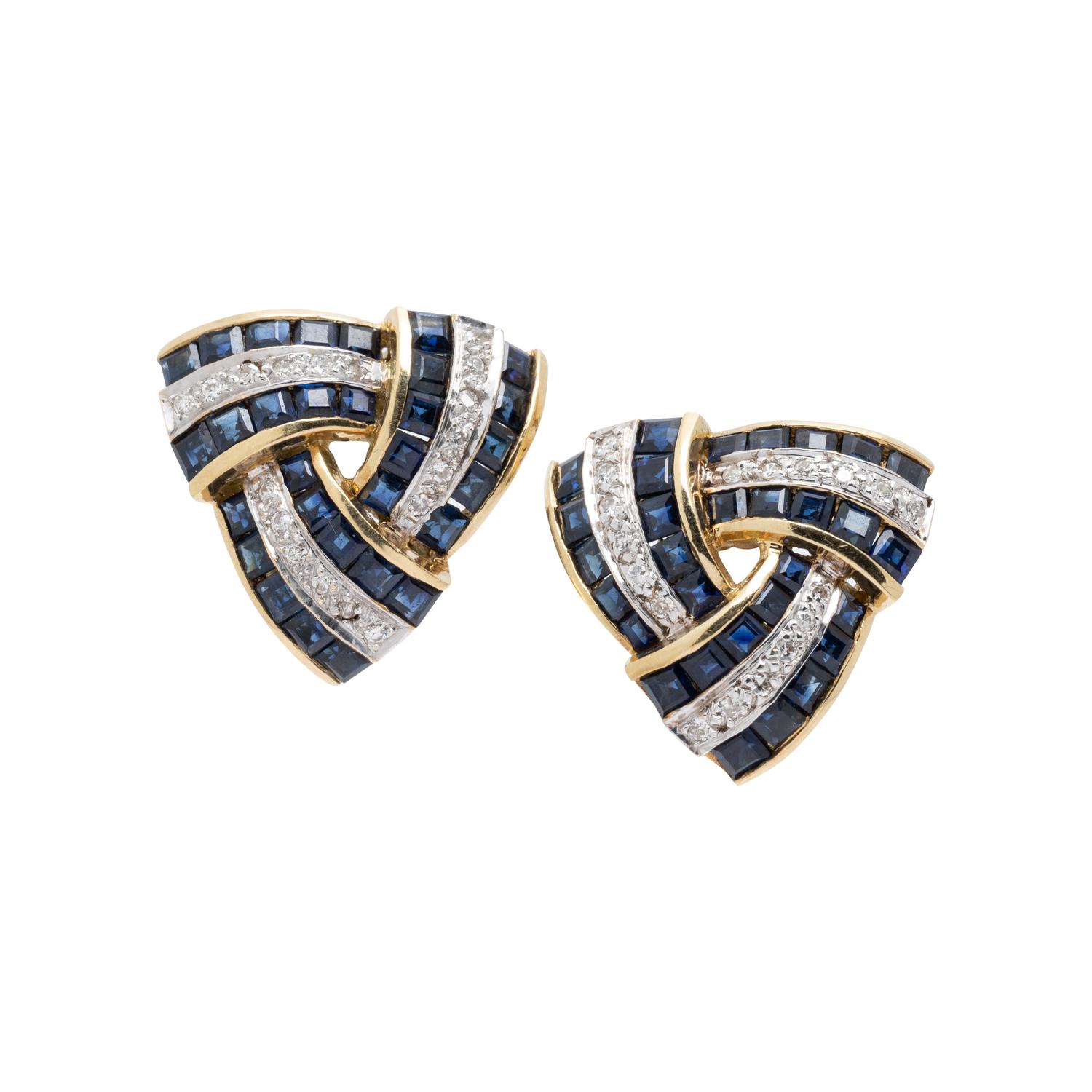 DIAMOND AND SAPPHIRE EARCLIPS