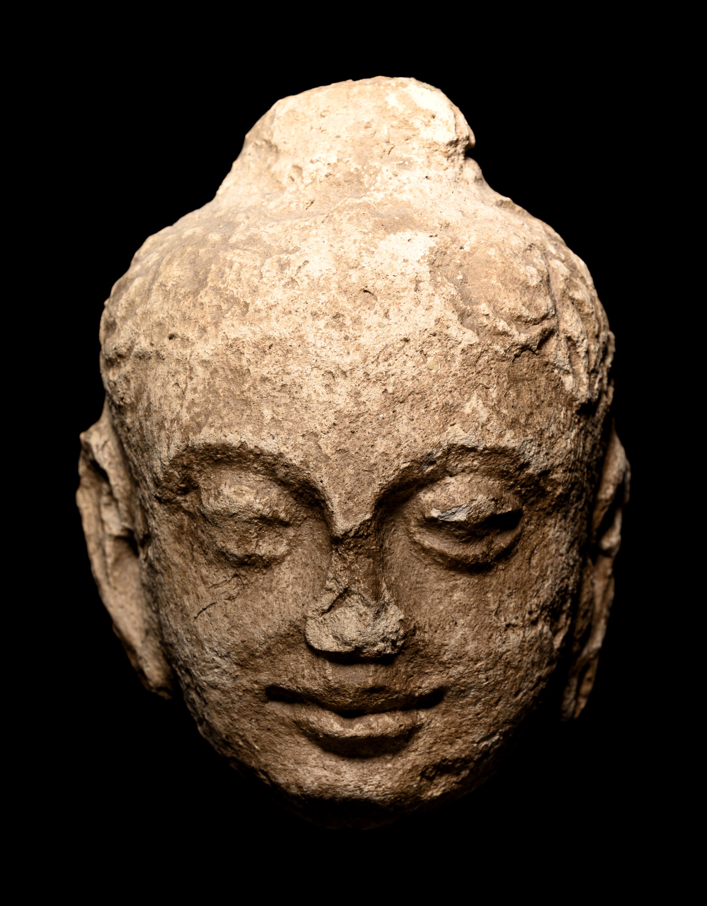 Two Gandharan Fragmentary Stucco Heads