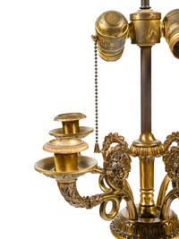 A Pair of Empire Style Four-Light Candelabra Mounted as Lamps