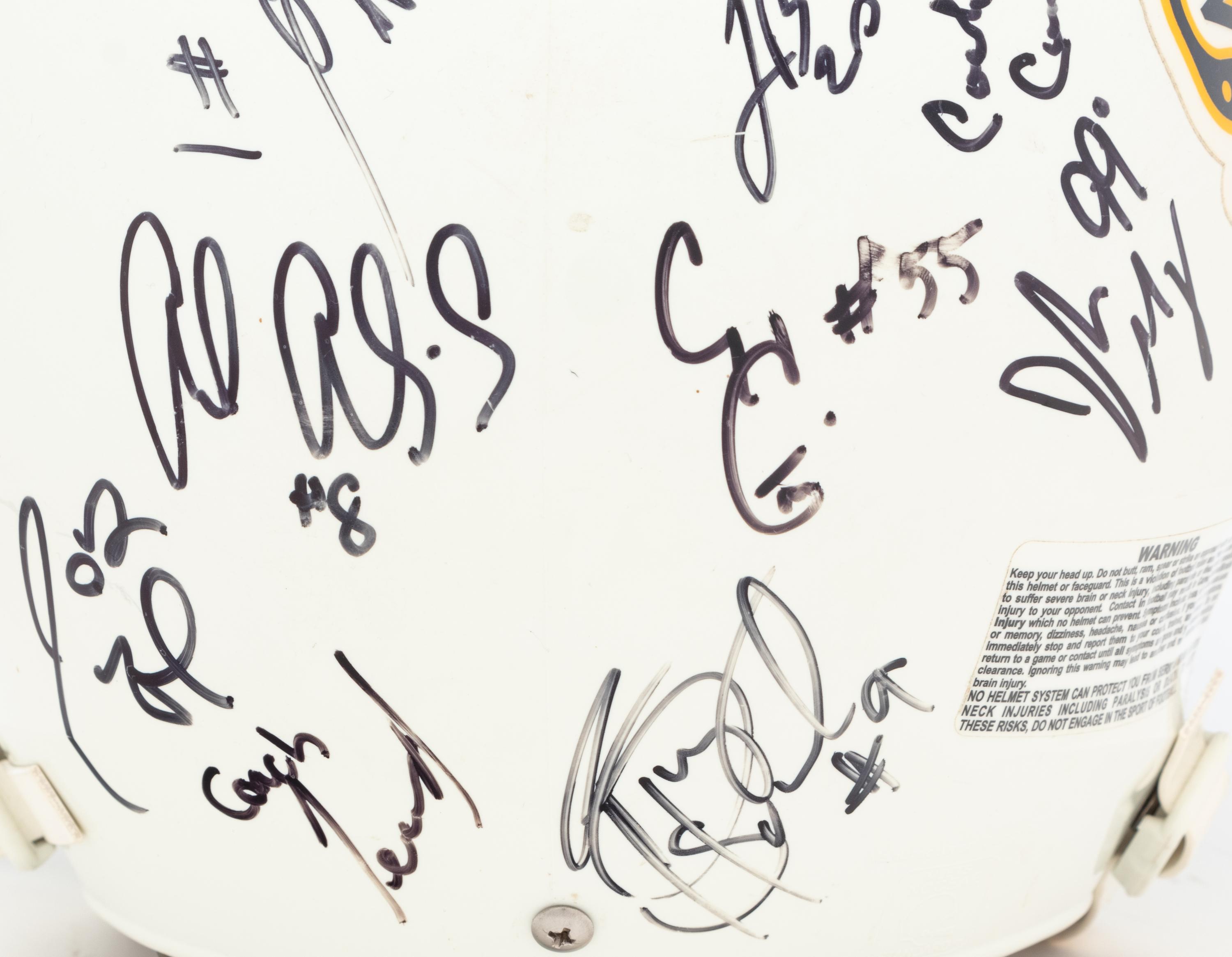 A 2006 Chicago Rush Team Signed Autograph Arena Bowl XX Football Helmet Presented to Mike Ditka Formerly Displayed at Mike Ditka's Restaurant