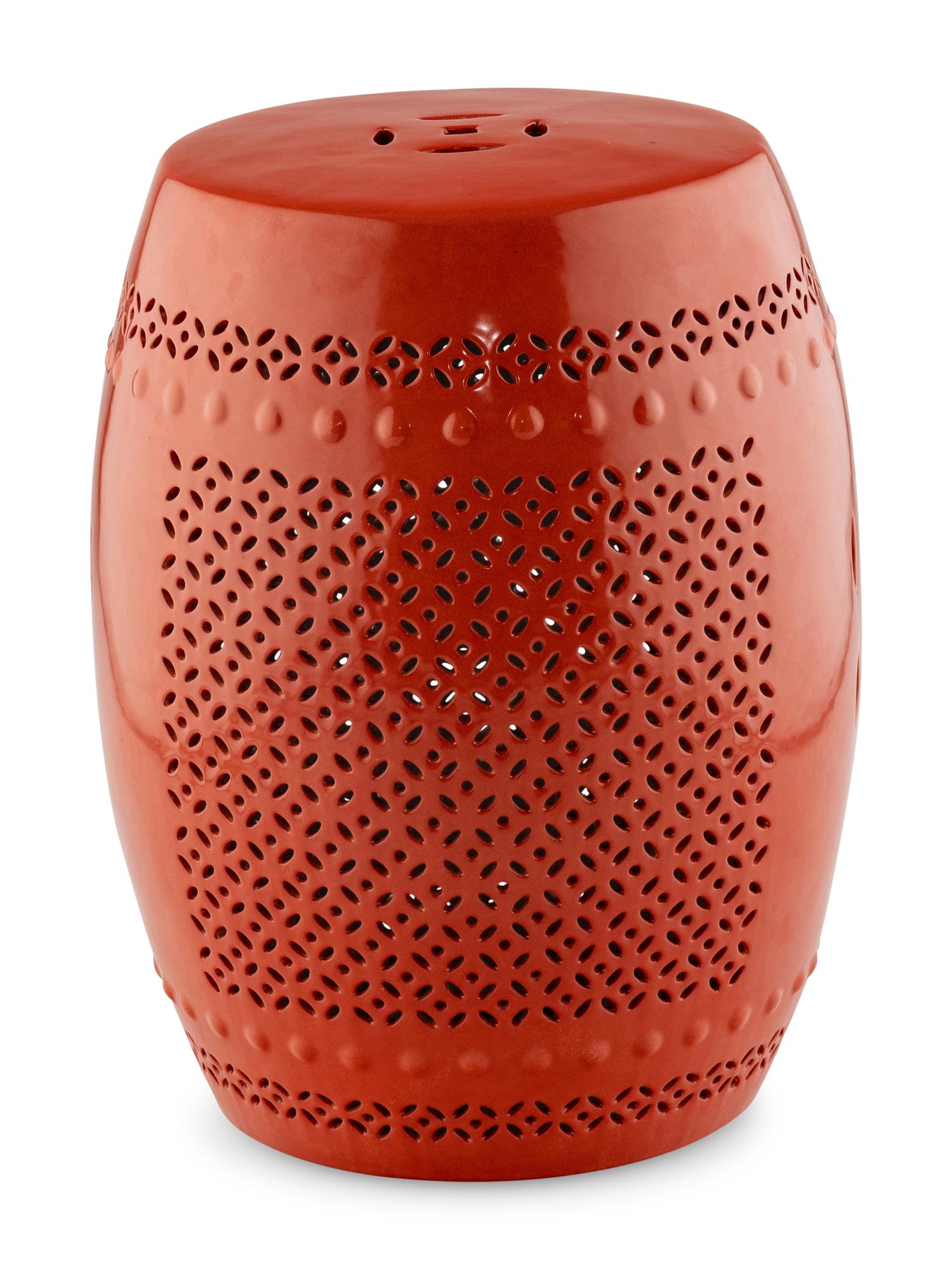 An Orange Glazed Ceramic Garden Seat