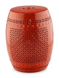 An Orange Glazed Ceramic Garden Seat