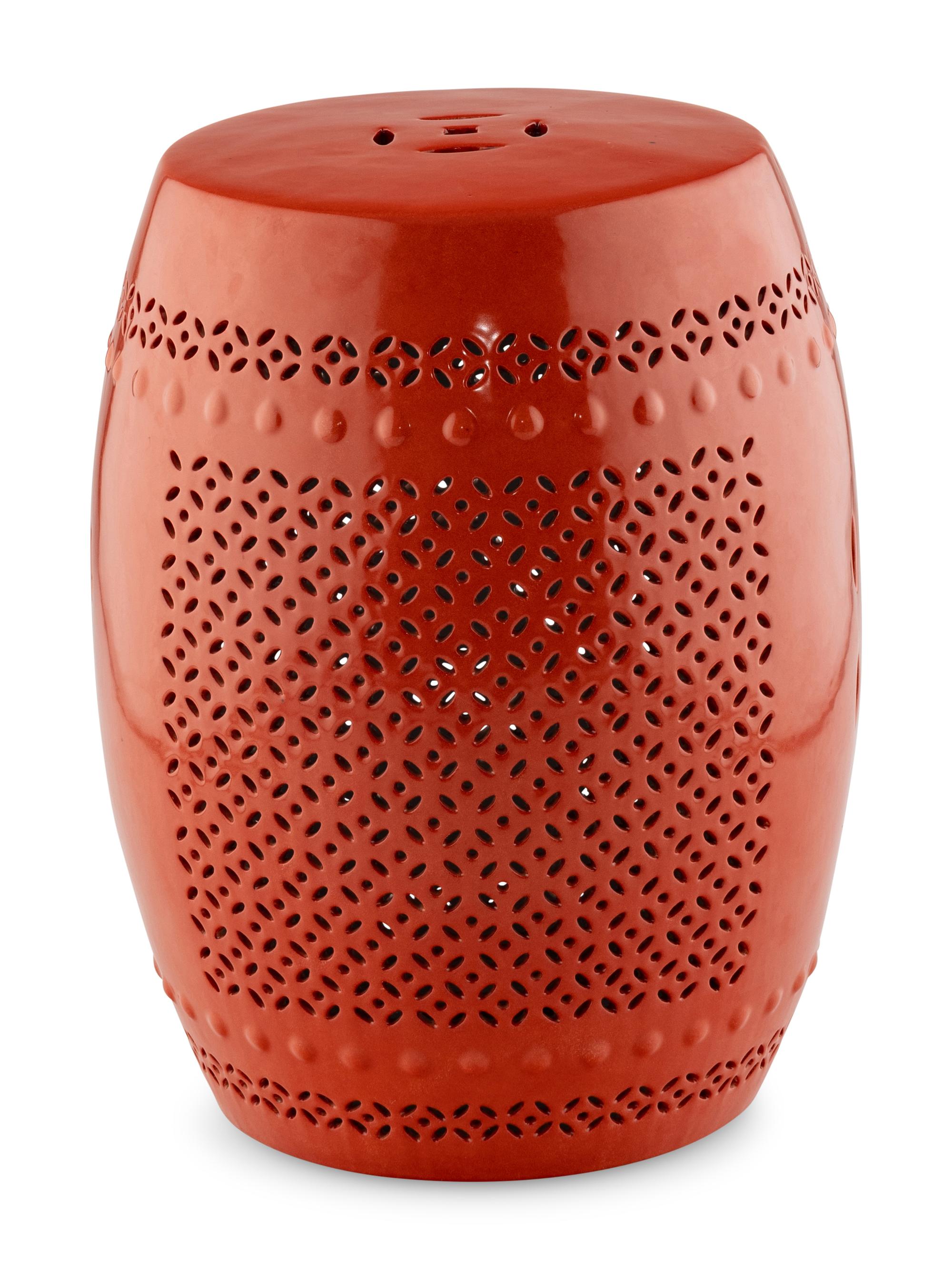 An Orange Glazed Ceramic Garden Seat