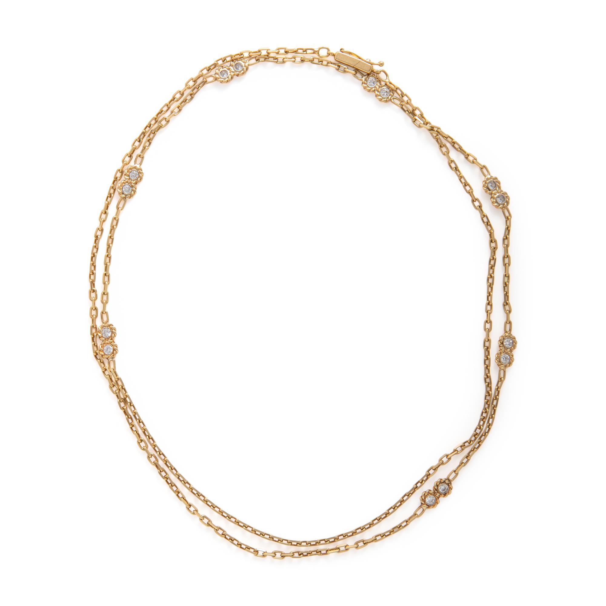 Yellow Gold and Diamond Chain Necklace