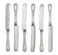 A Set of Sixteen American Silver Lunch Knives, Gorham Mfg. Co., Providence, RI, Late 19th Century, the handles engraved with angular st