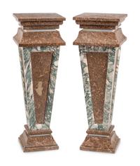 A Pair of Continental Bi-Color Marble Pedestals