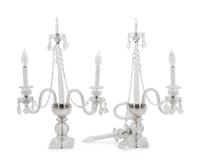 A Pair of George III Style Cut Glass Girandoles
