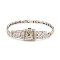 HAMILTON, PLATINUM AND DIAMOND WRISTWATCH