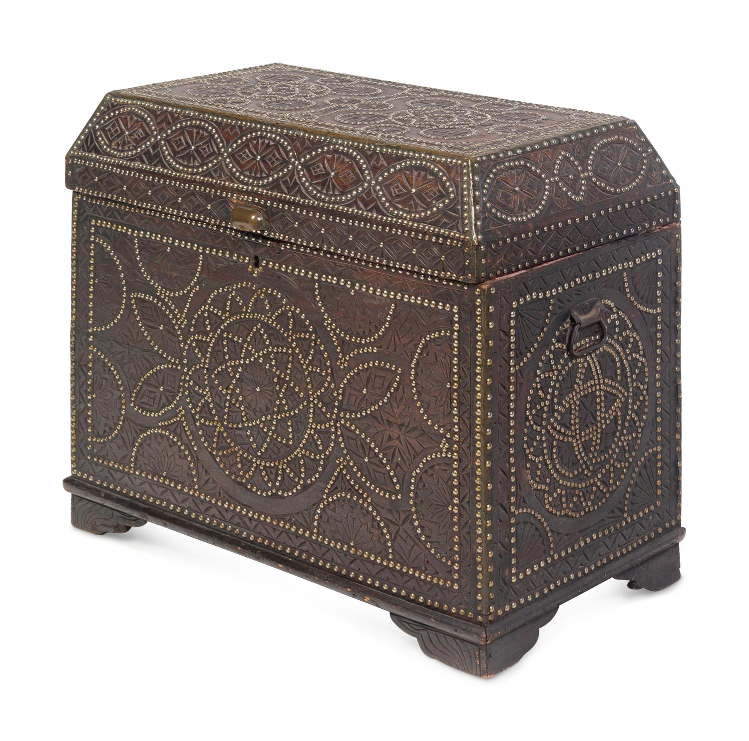 A Portuguese Studded Walnut Trunk
