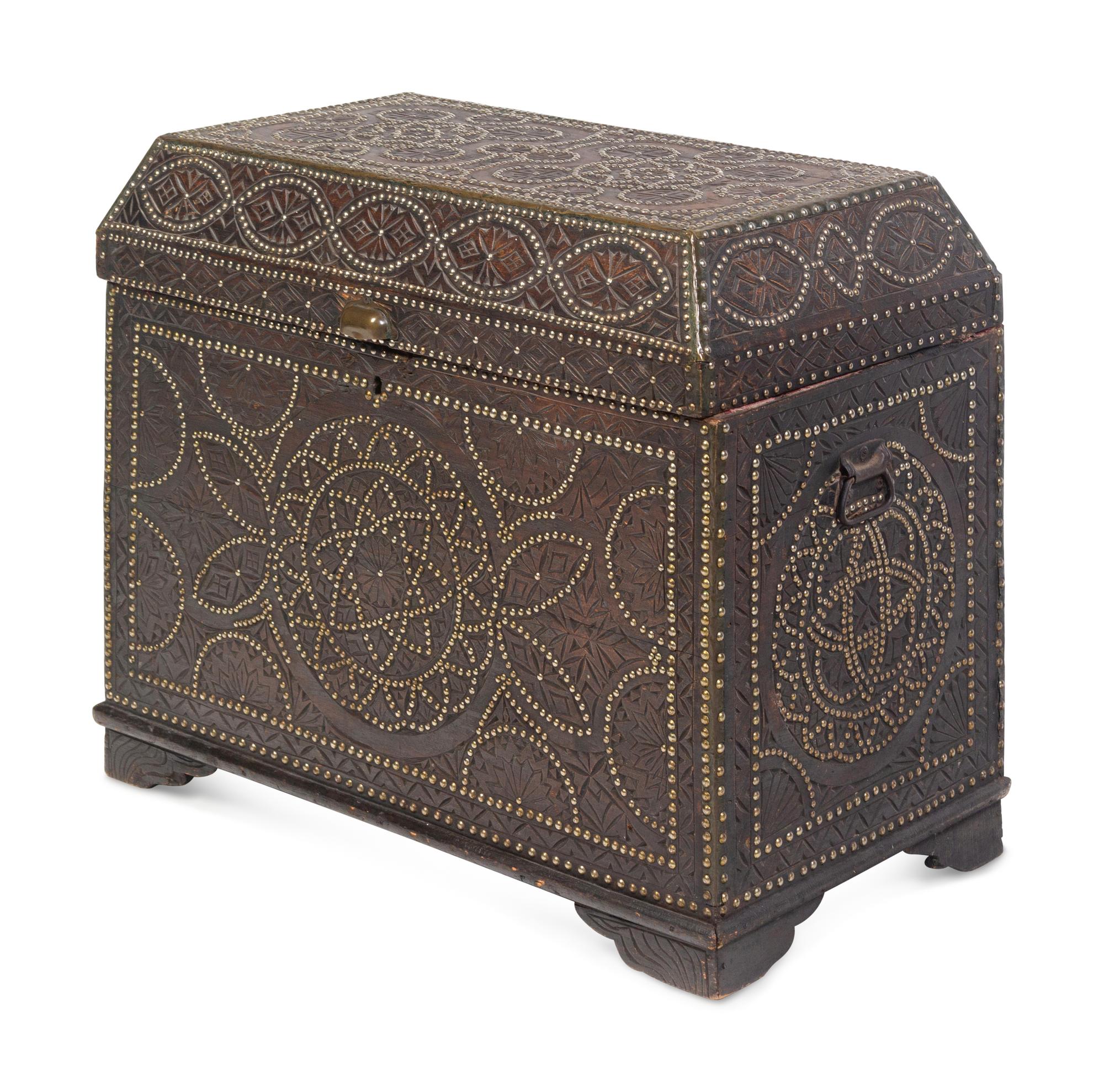 A Portuguese Studded Walnut Trunk