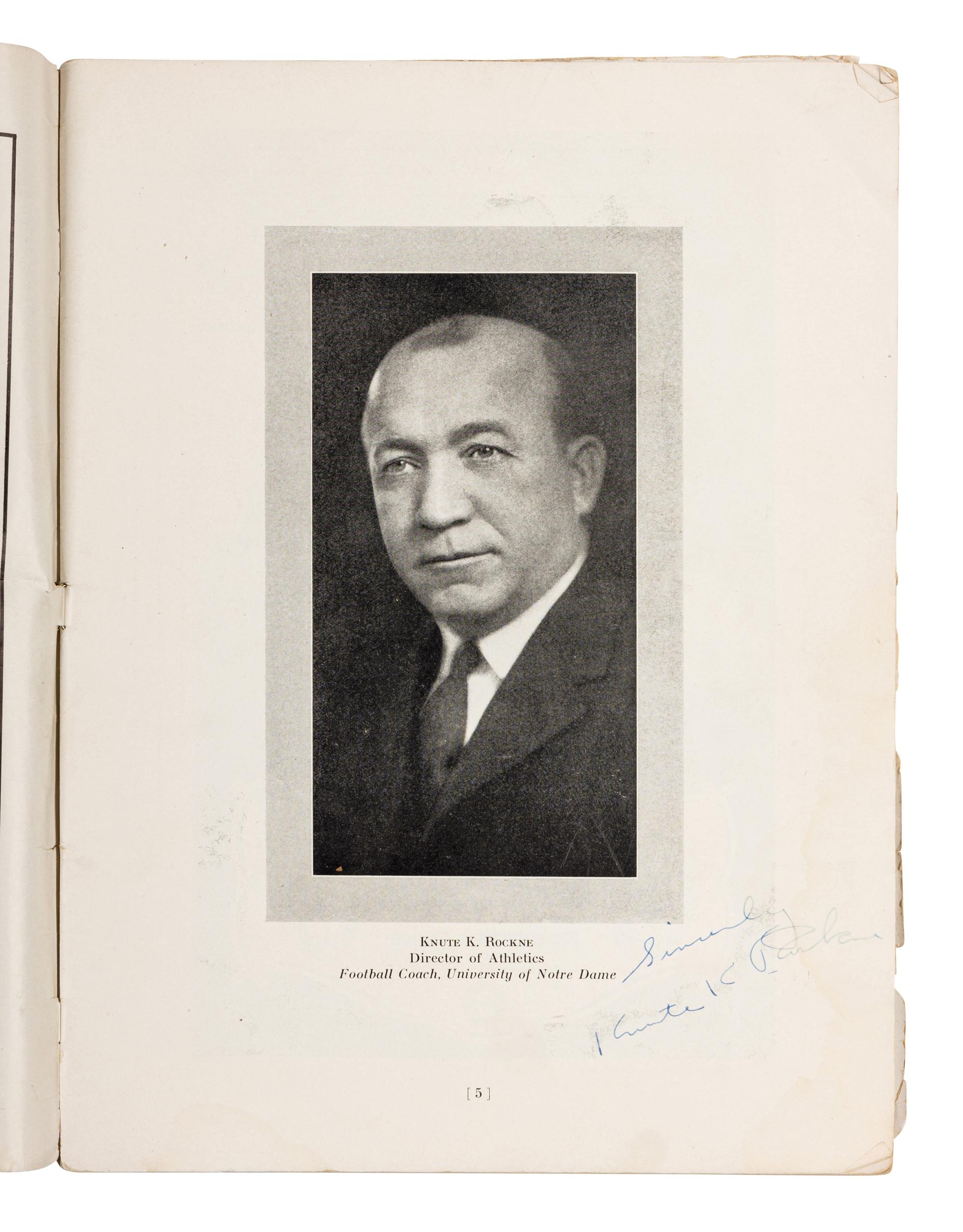 An Original 1930 Opening of Notre Dame Stadium Multi Signed Autograph Football Program Including Knute Rockne (Beckett Authentication Services BAS Letter),