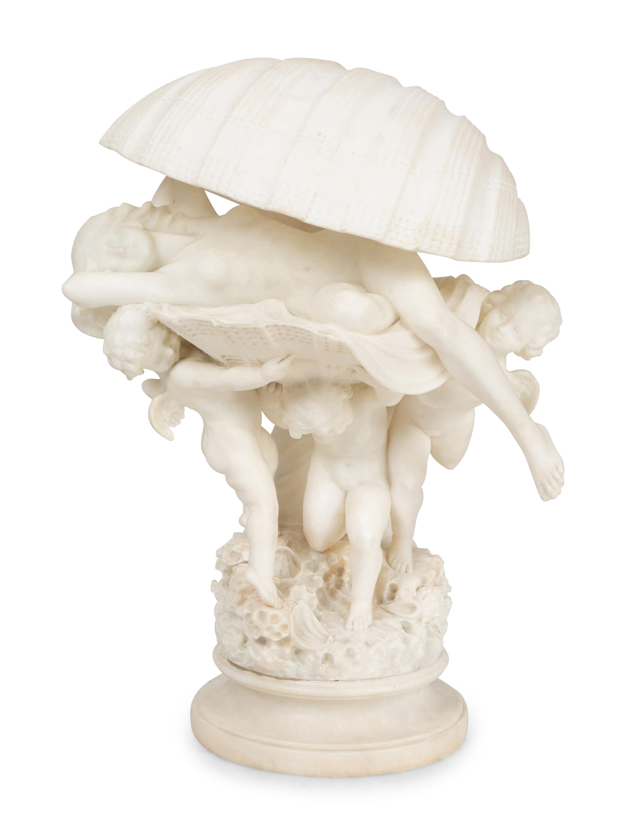 La Perla, a Carved Alabaster Figural Lamp