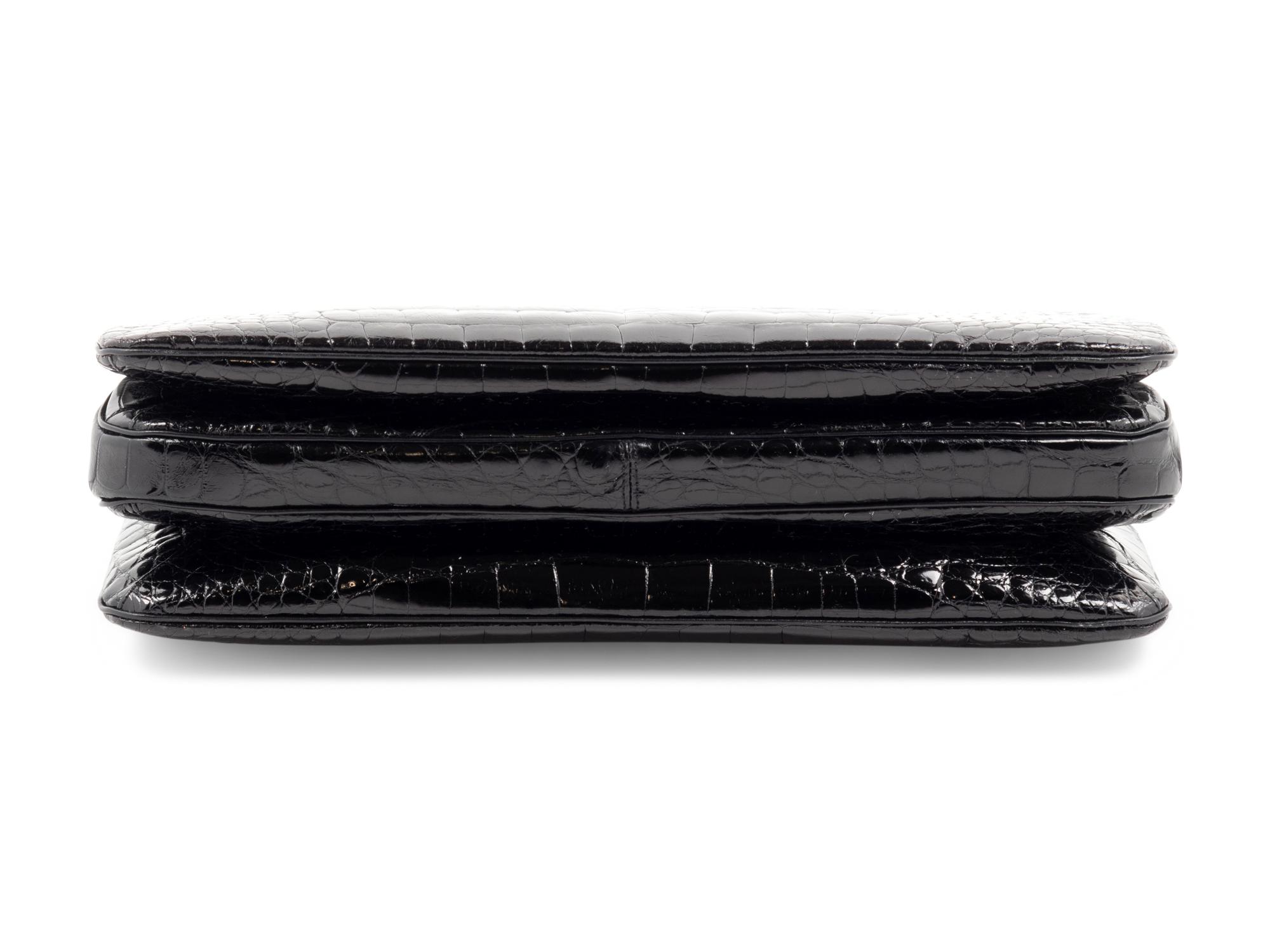 Judith Leiber Black Alligator Frame Shoulder Bag,