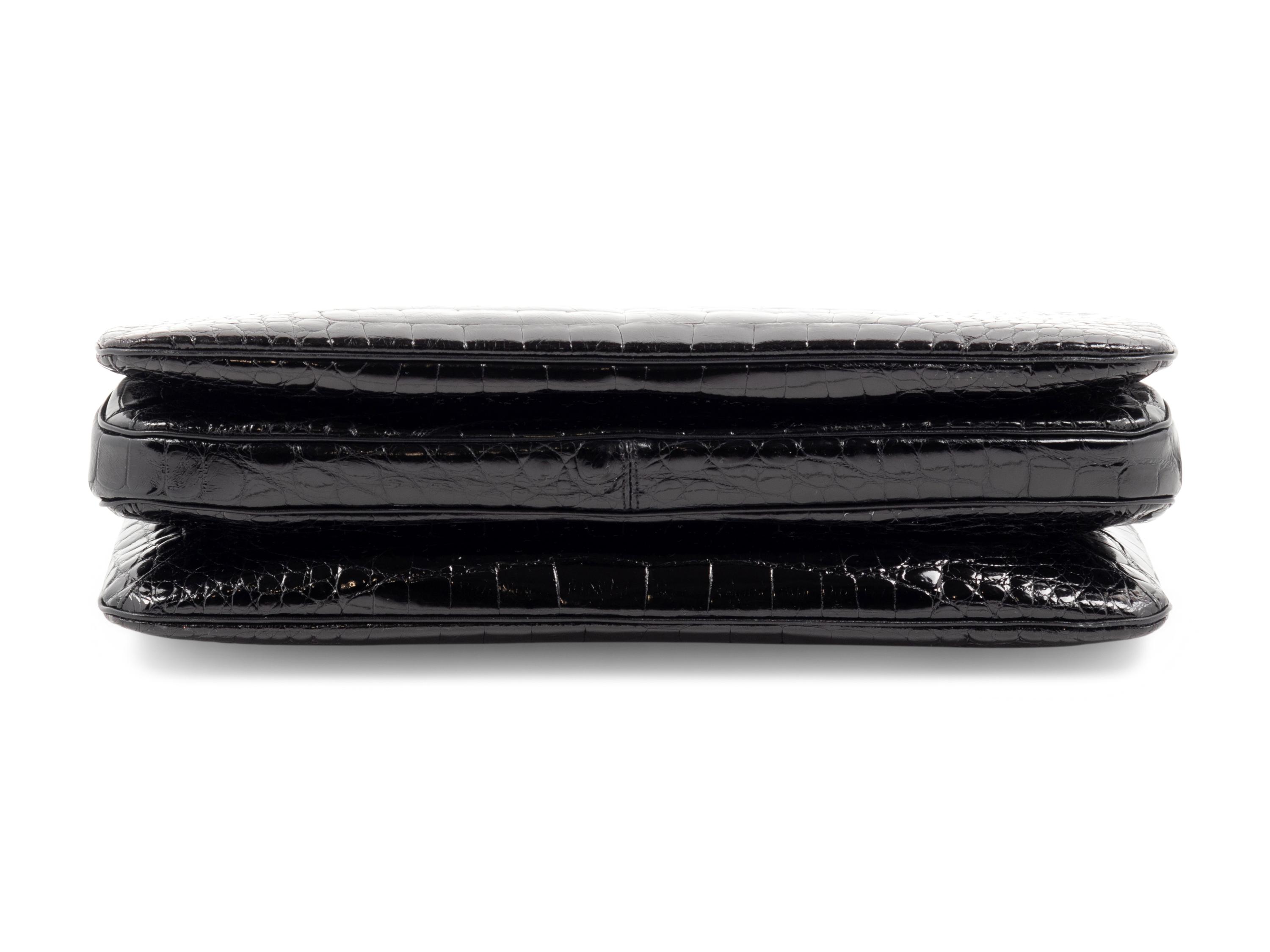 Judith Leiber Black Alligator Frame Shoulder Bag,