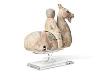 A Large Chinese Painted Pottery Equestrian Figure