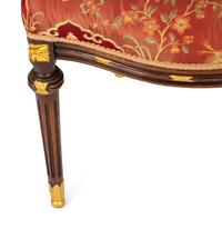 A Pair of Louis XVI Style Stained and Gilt Mahogany Side Chairs.