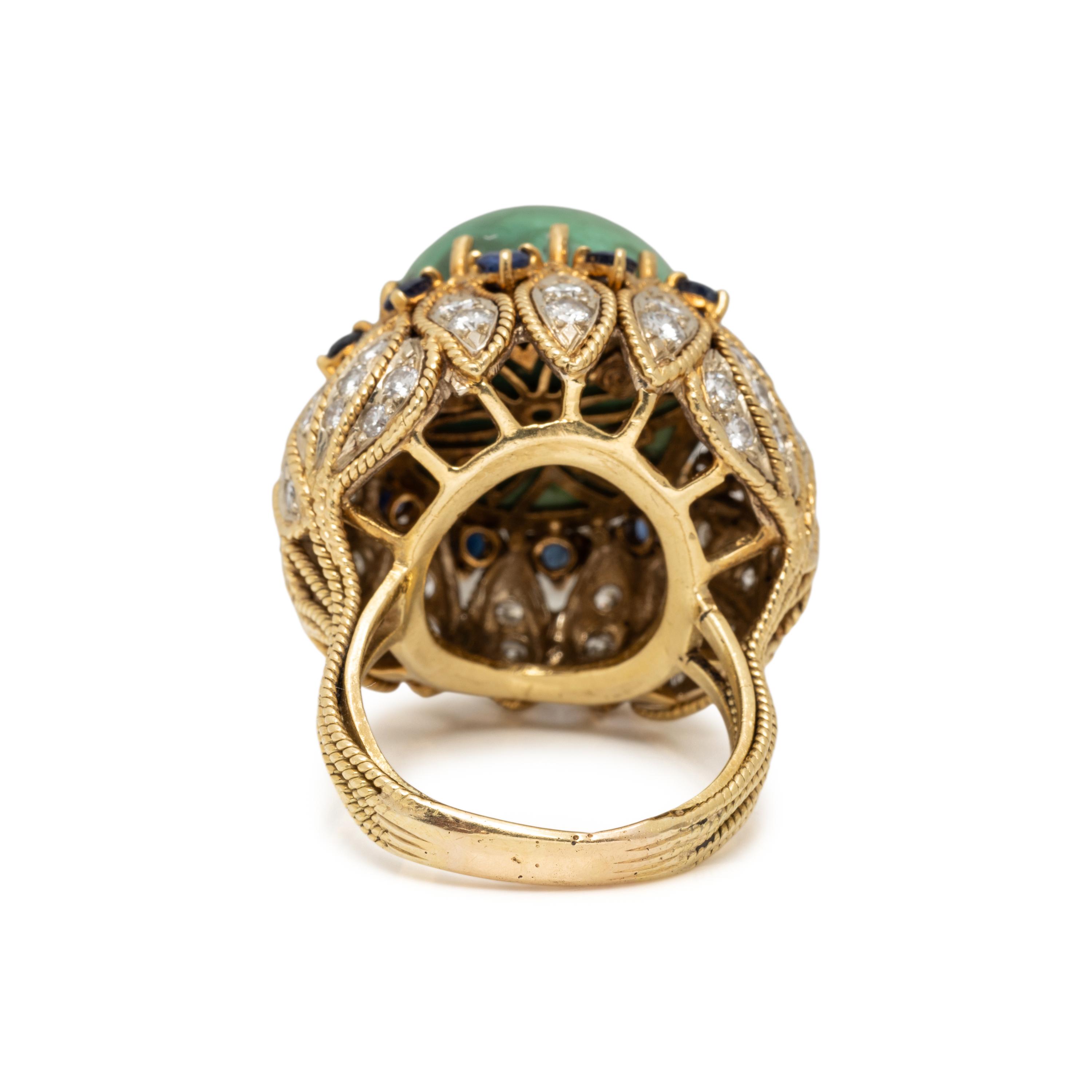 TURQUOISE, SAPPHIRE, AND DIAMOND RING