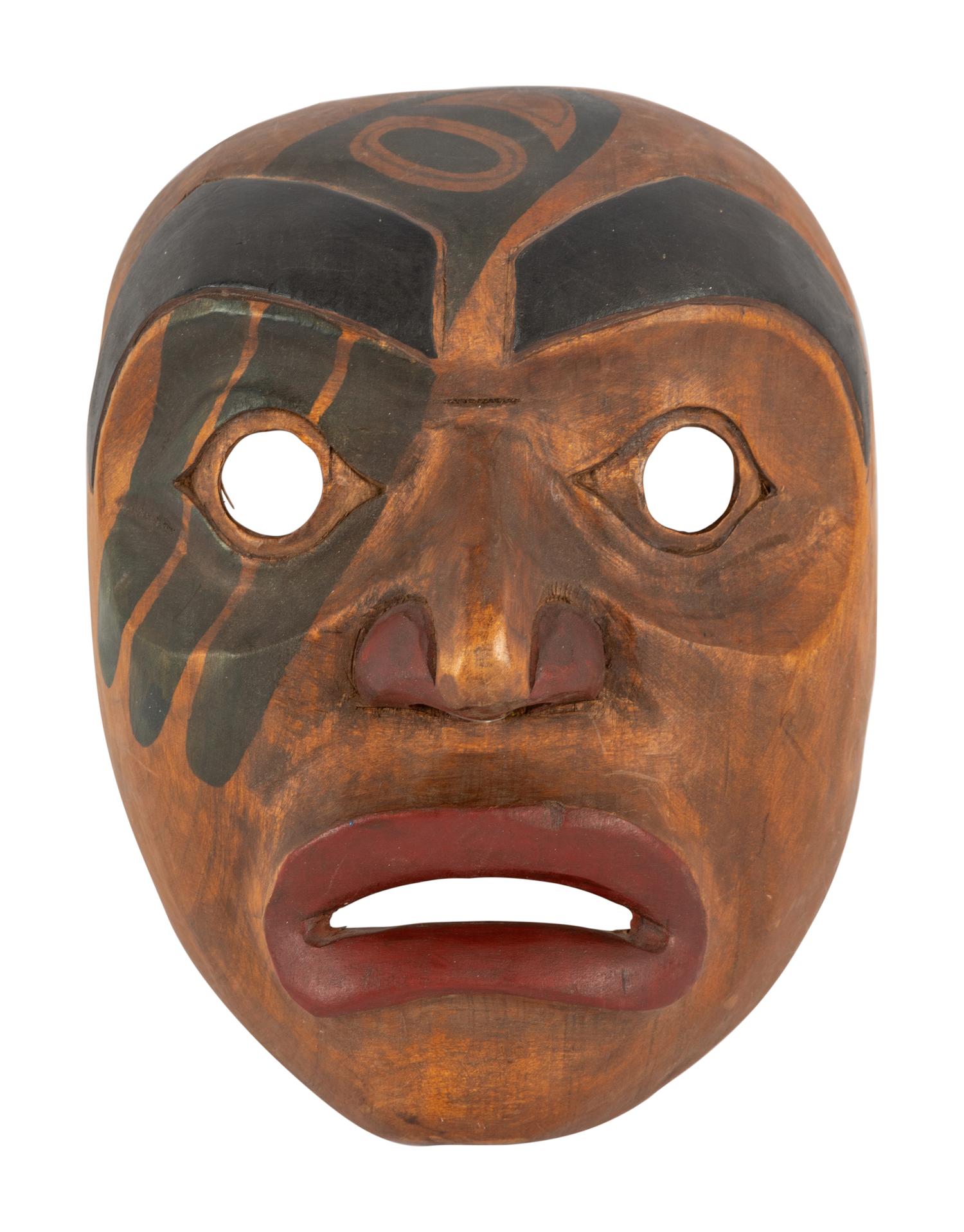 Northwest Coast Carved Model Totem Pole and Mask