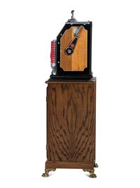 A Watling 1 Cent Dual Jackpot Gum Dispenser Slot Machine on Reverse Printed Glass Inset Golden Nugget Stand