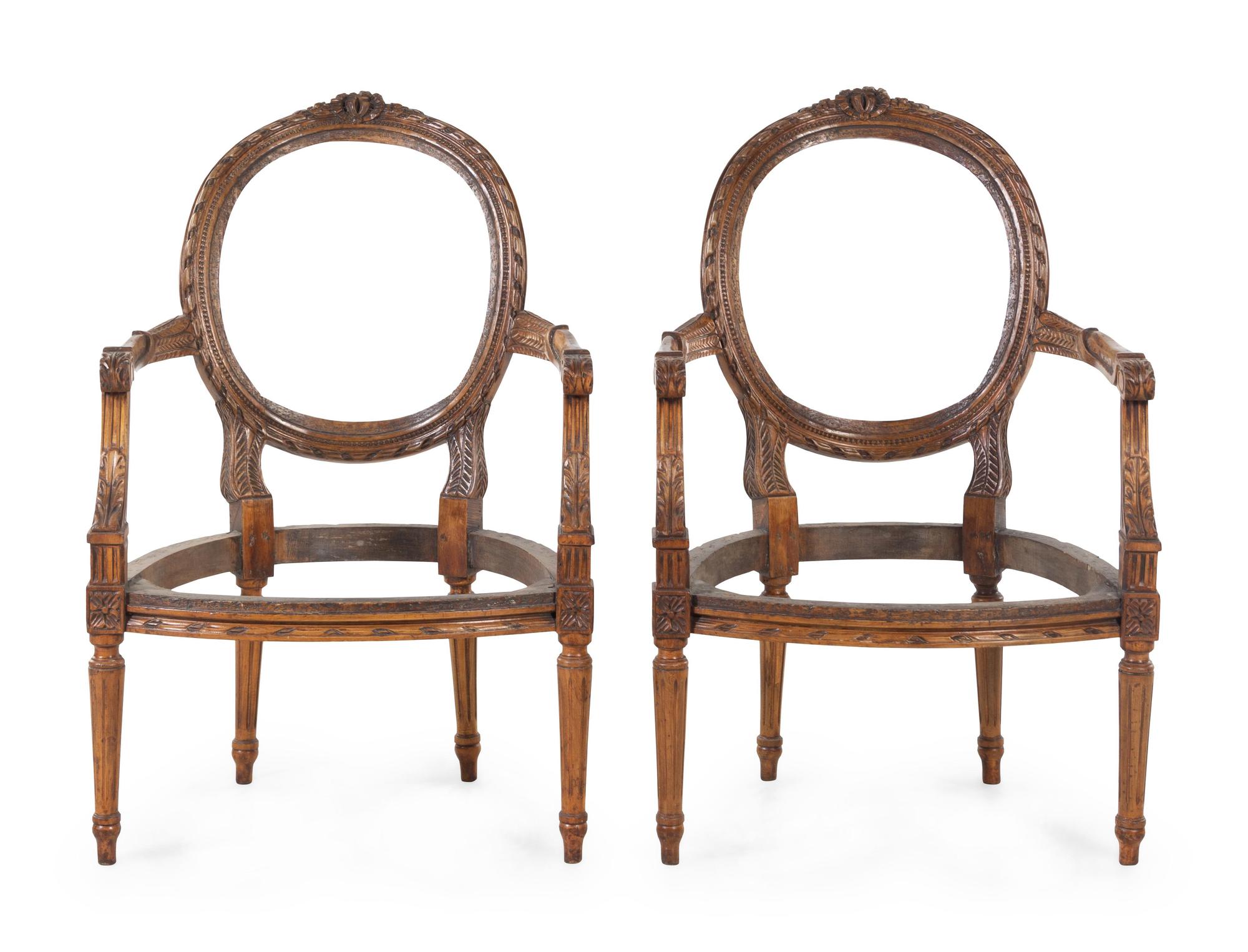 A Pair of Louis XVI Style Fauteuil Frames