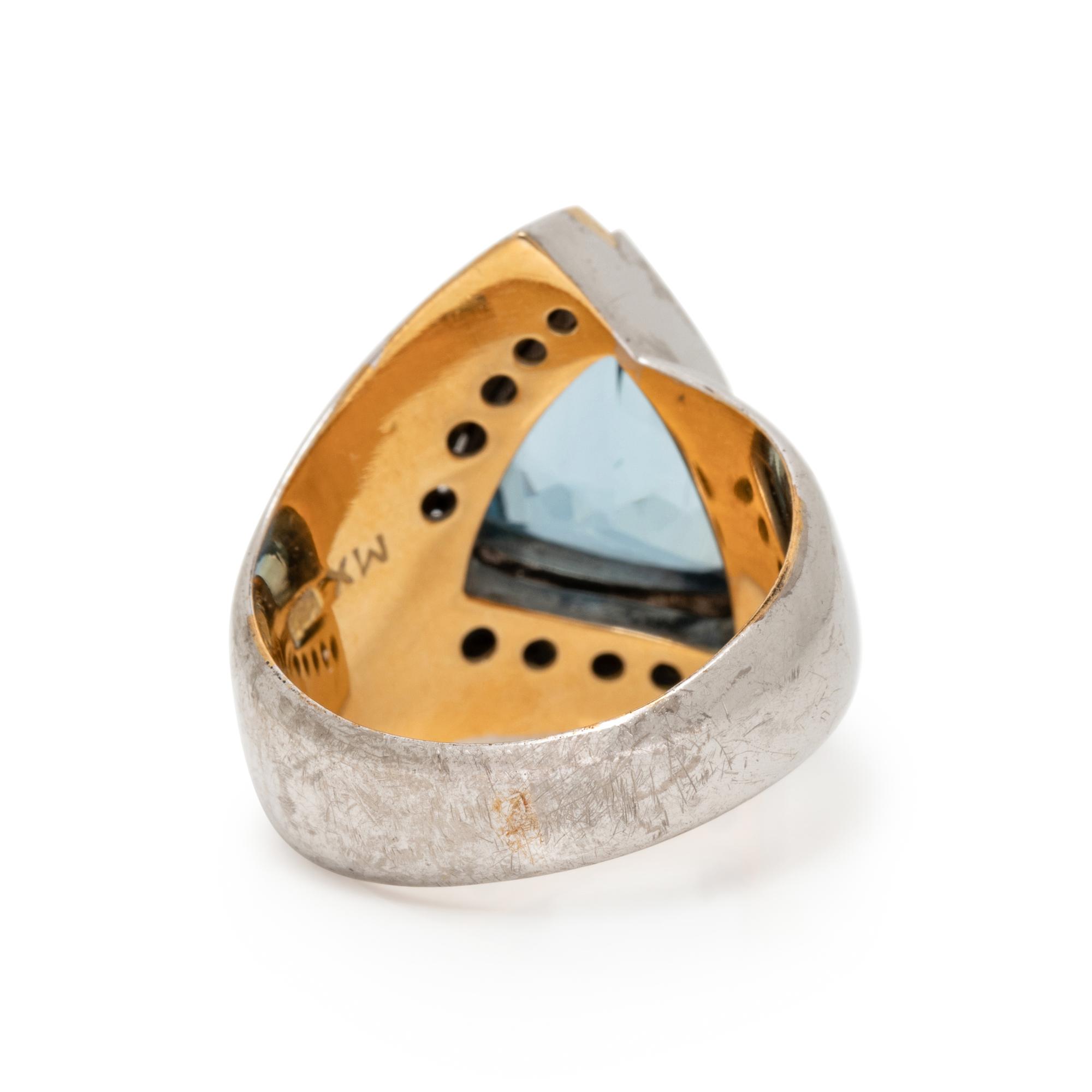 AQUAMARINE AND DIAMOND RING
