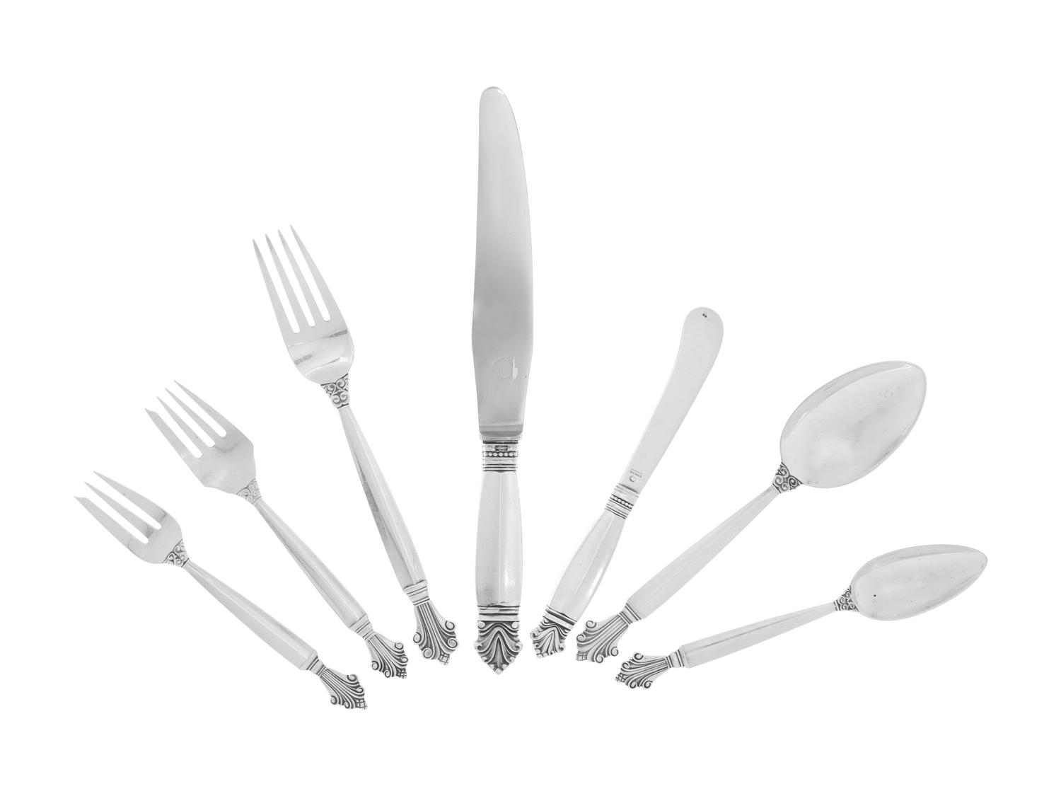 A Georg Jensen Silver Flatware Service