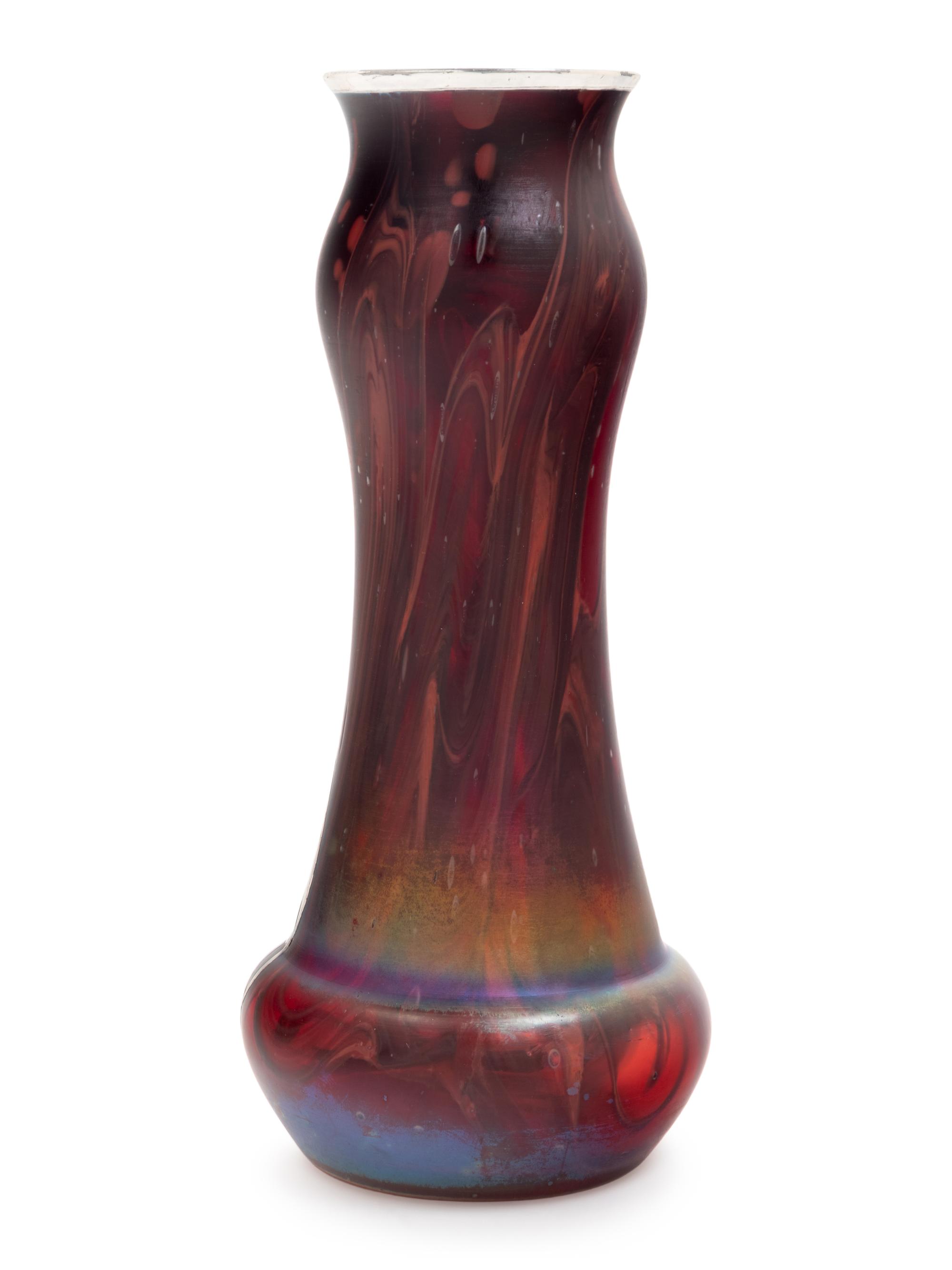 An Art Nouveau Silver-Overlay Glass Vase
