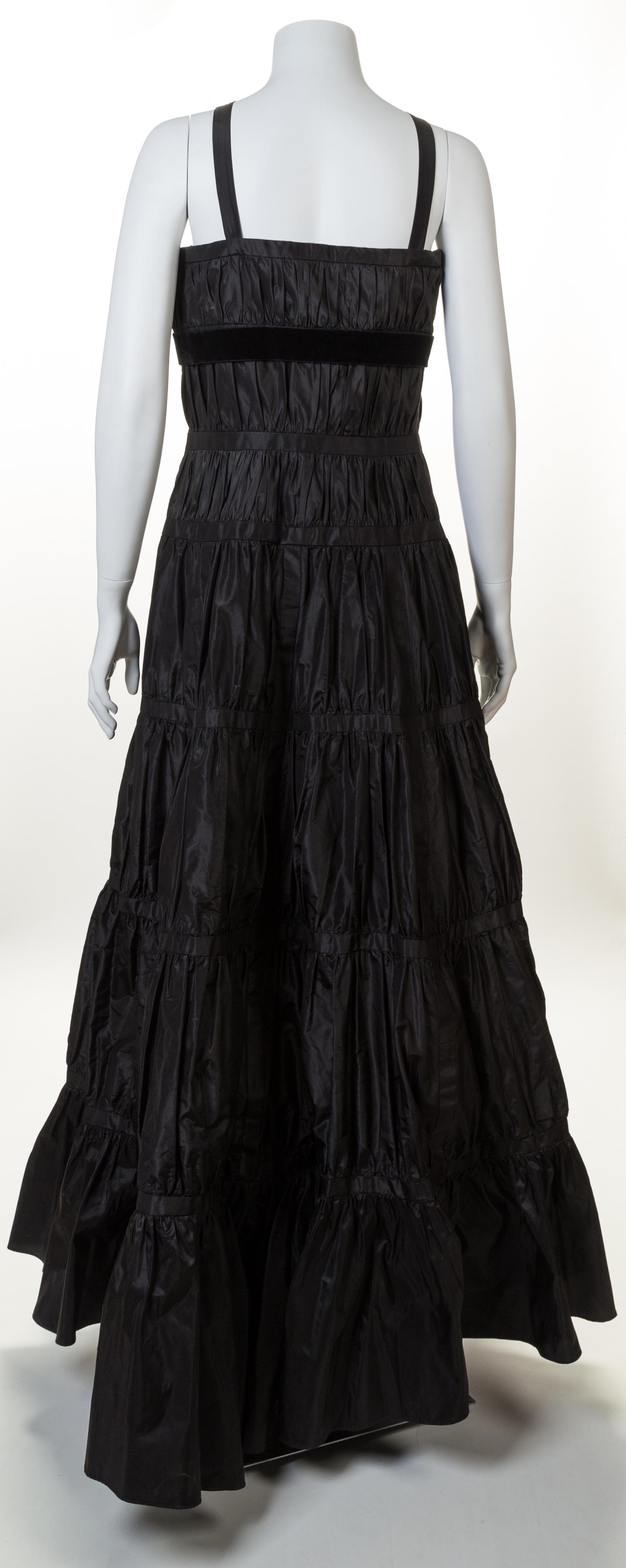 A Valentino Black Taffeta Pleated Halter Gown, Size 10.