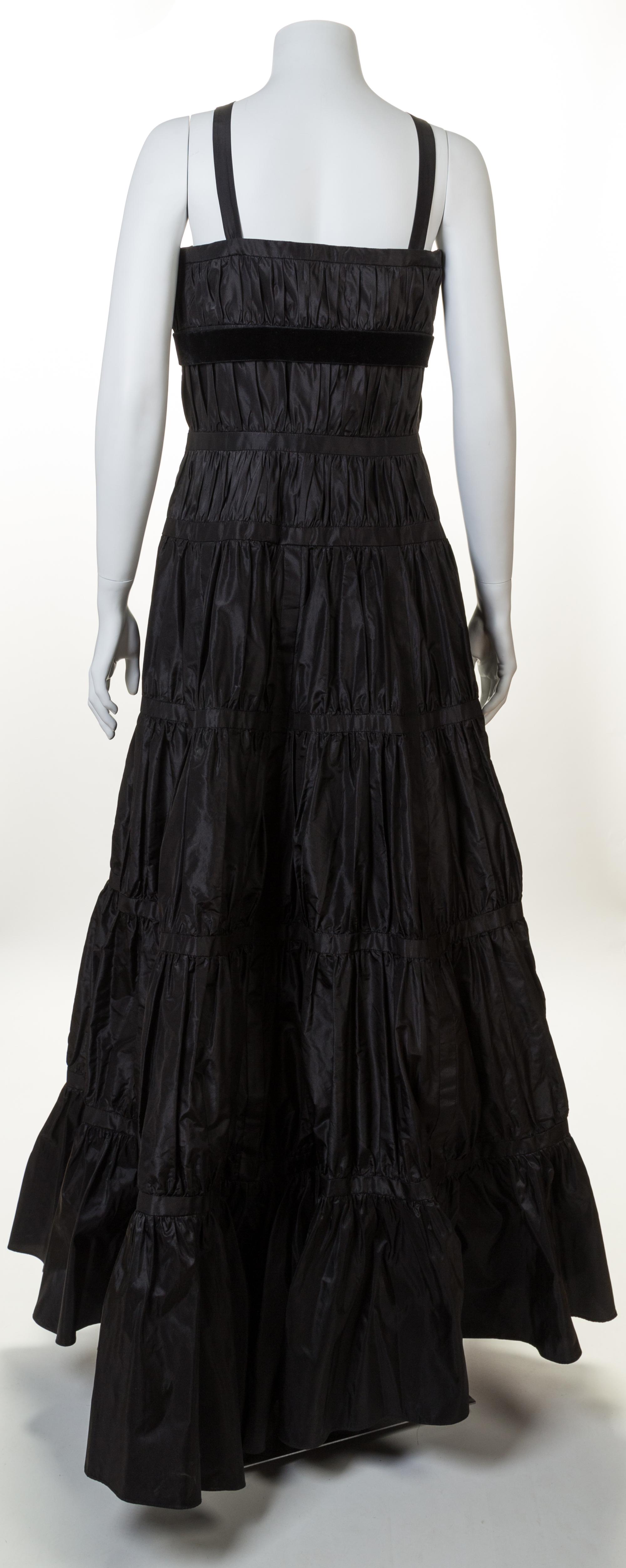 A Valentino Black Taffeta Pleated Halter Gown, Size 10.
