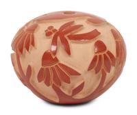 Miniature Carved Redware Seed Jar