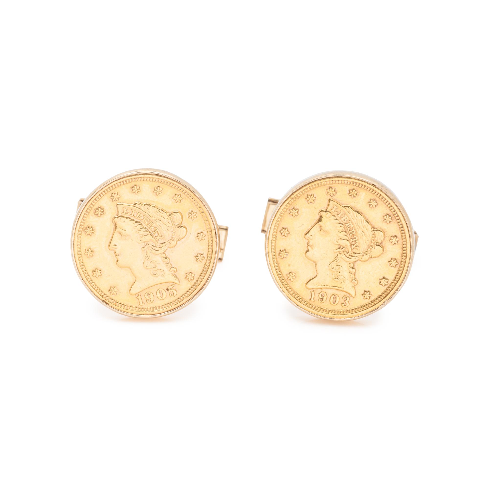 YELLOW GOLD COIN CUFFLINKS