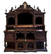An American Porcelain Mounted Mahogany Sideboard, ALEXANDER ROUX, Height 89 x width 76 x depth 19 1/2 inches. — ALEXANDER ROUX,