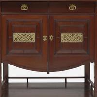 An Aesthetic mahogany "Winged Cabinet" or dressing table After E.W. Godwin (English, 1833-1886), attrib. to A.& H. Lejambre, Philadelphia, PA, circa 1880